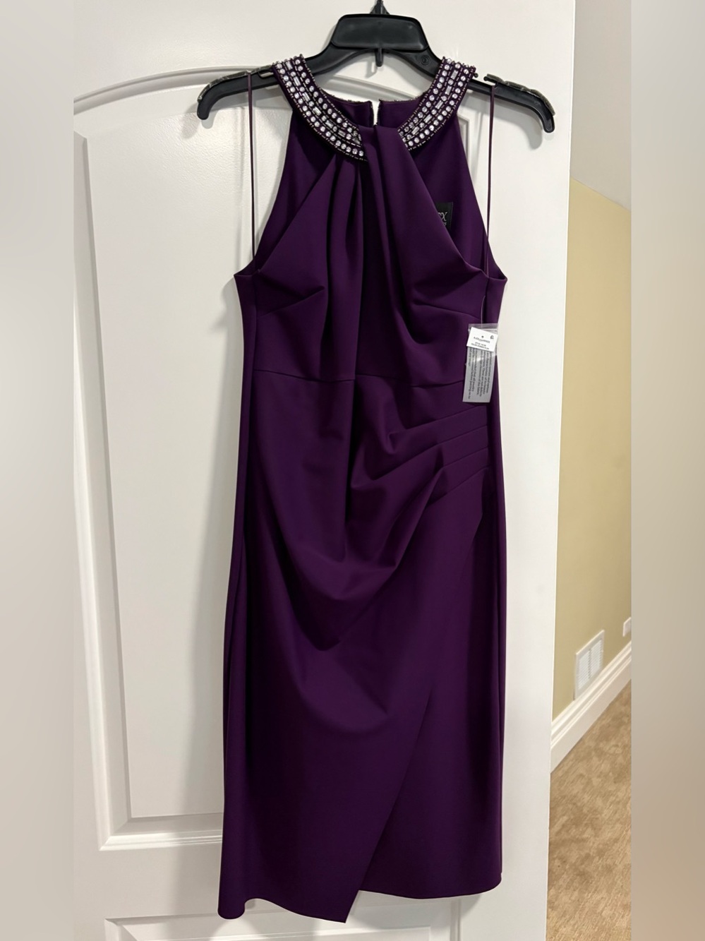 NWT Alex Evenings Contour Collection Halter Embellished Cocktail Dress